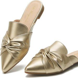 Women's gold loafers